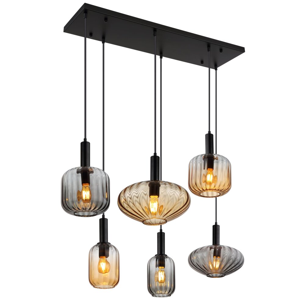 Valletta Suspension Luminaires Globo Lighting Noir, 6 lumières main product photo