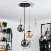Gastor Suspension, Boule lumineuse Ambre, Fumé, 3 lumières