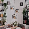 Gastor Suspension, Boule lumineuse Chrome, Fumé, 3 lumières