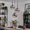 Gastor Suspension, Boule lumineuse Chrome, Fumé, 3 lumières