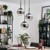 Gastor Suspension, Boule lumineuse Chrome, Fumé, 3 lumières