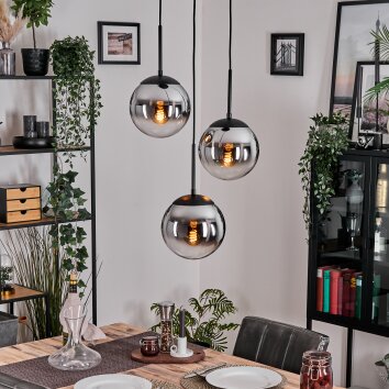 Gastor Suspension, Boule lumineuse Chrome, Fumé, 3 lumières