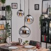 Gastor Suspension, Boule lumineuse Chrome, Fumé, 3 lumières