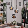 Gastor Suspension, Boule lumineuse Chrome, Fumé, 3 lumières