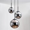 Gastor Suspension, Boule lumineuse Chrome, Fumé, 3 lumières