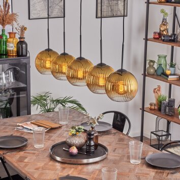 Koyoto Boule lumineuse, Suspension Noir, 5 lumières