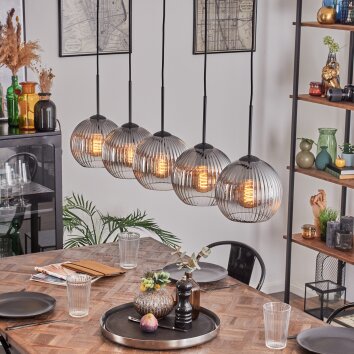 Koyoto Boule lumineuse, Suspension Noir, 5 lumières