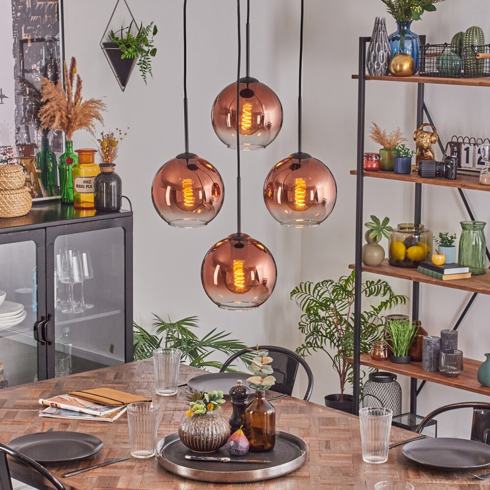 Koyoto Suspension, Boule lumineuse 35 cm Clair, Cuivré, 4 lumières main product photo