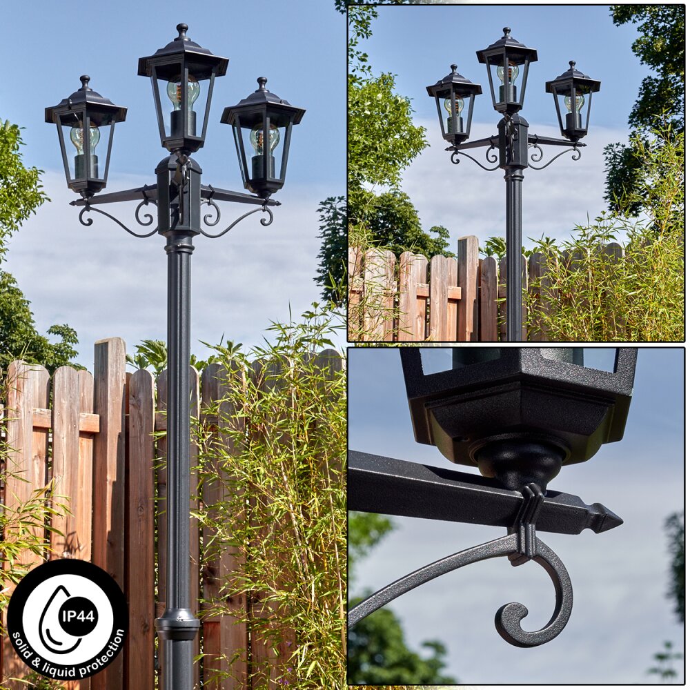 Loria Luminaire extérieur, Réverbère, Eclairage de chemin Noir, 3 lumières main product photo