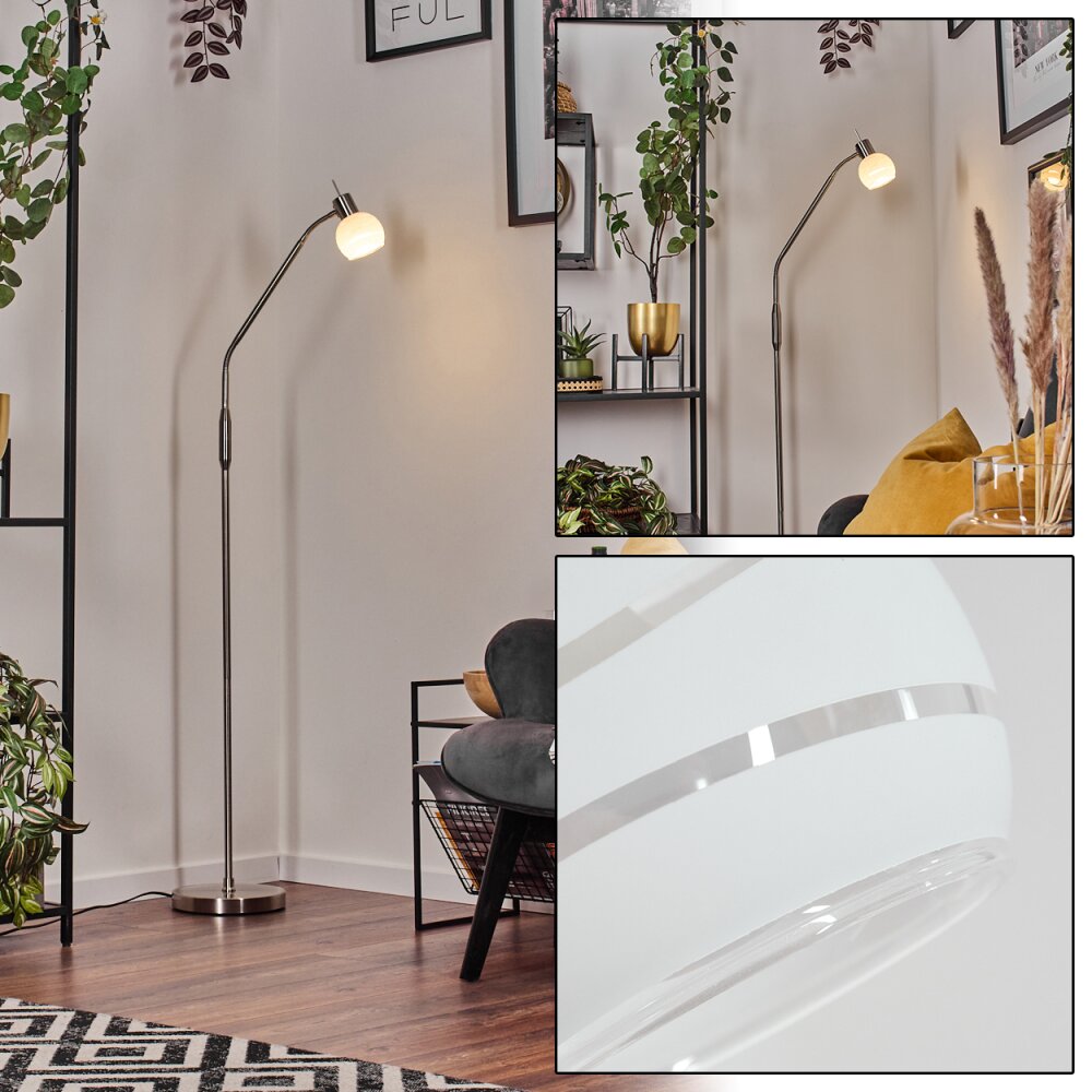 Warga Boule lumineuse, Lampadaire Nickel mat, 1 lumière main product photo