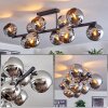 Gastor Plafonnier, Boule lumineuse Chrome, Fumé, 10 lumières