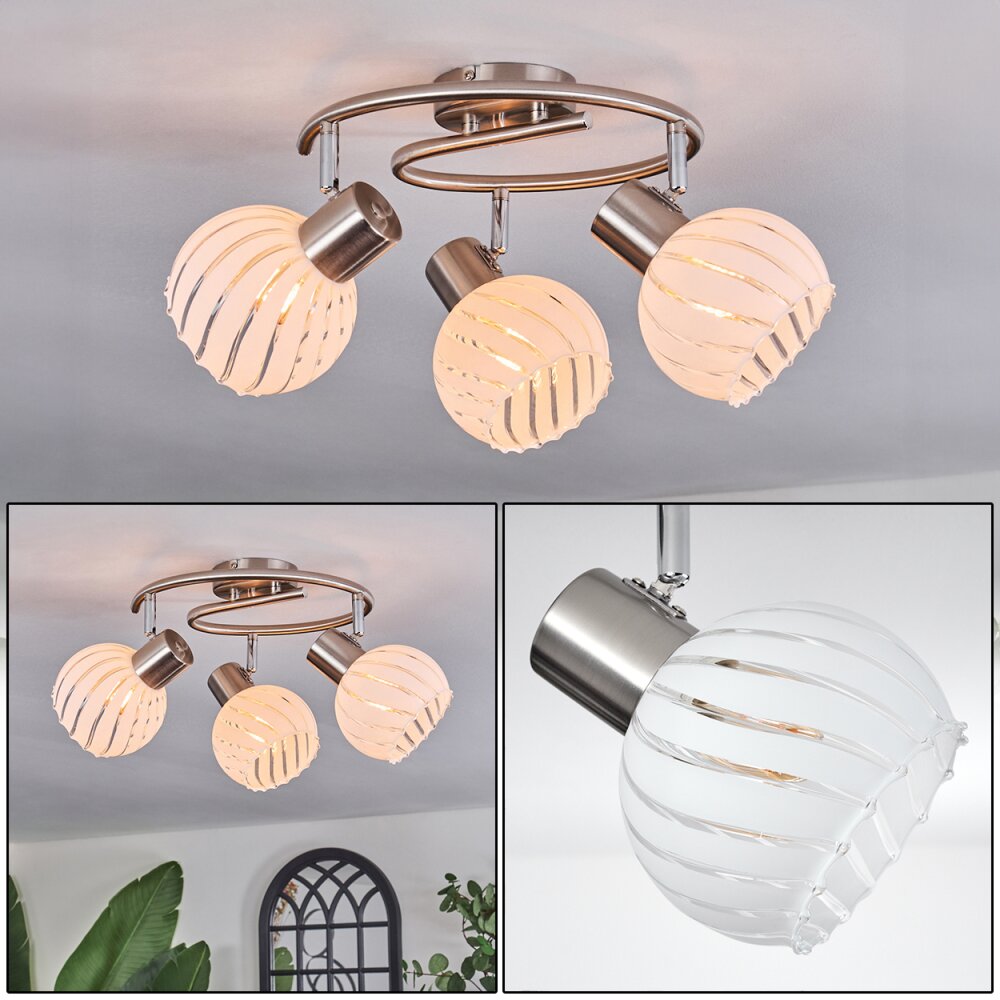 Dysted Plafonnier, Boule lumineuse Nickel mat, 3 lumières main product photo