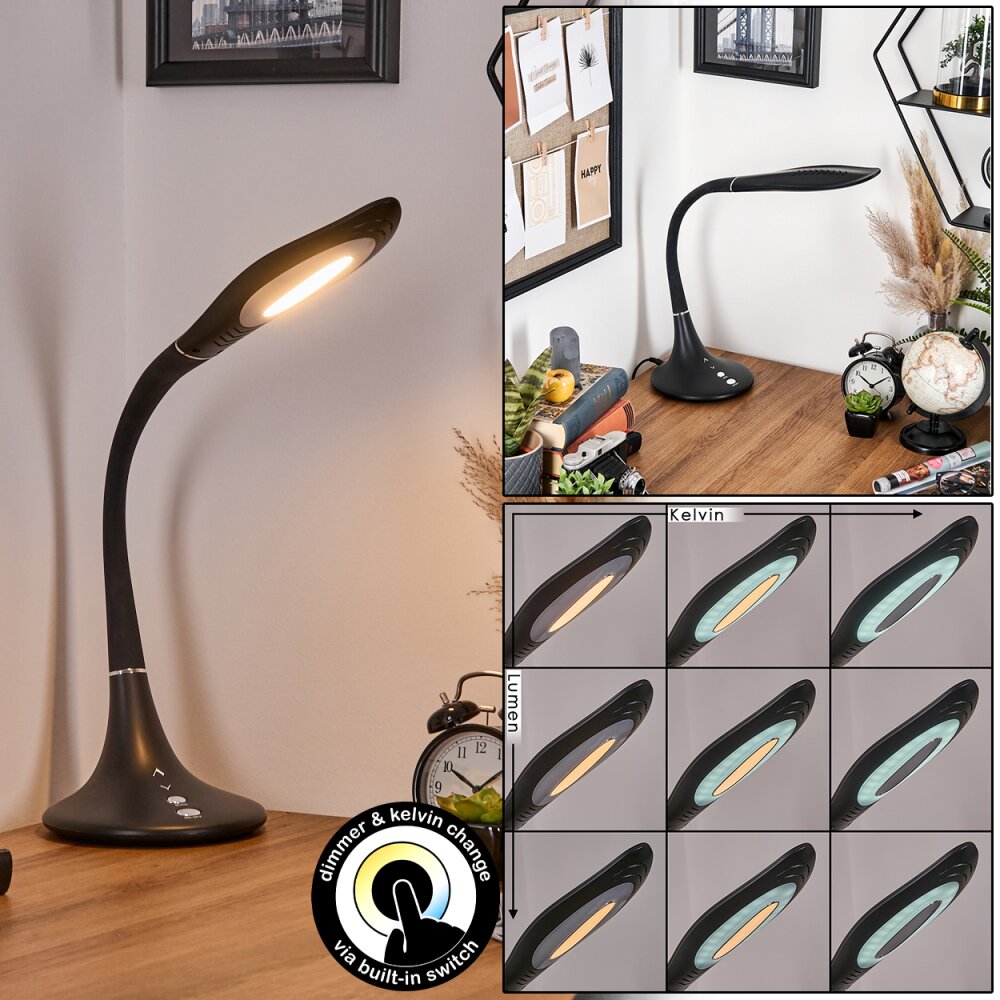 Toggerbo Lampe de bureau, Lampe à poser, Liseuse LED Noir, 1 lumière main product photo