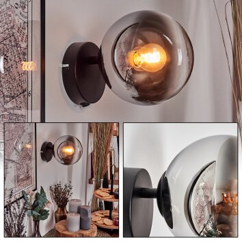 Koyoto Boule lumineuse, Applique murale, Spot mural Chrome, Clair, Fumé, 1 lumière Koyoto Boule lumineuse, Applique murale, Spot mural Chrome, Clair, Fumé, 1 lumière