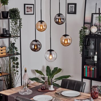 Gastor Suspension, Boule lumineuse, Suspension Ambre, Clair, Fumé, 5 lumières