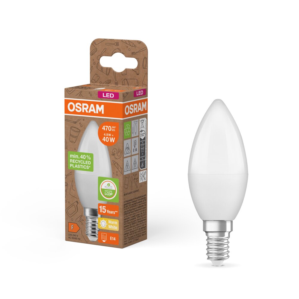 Luminaires Osram E14 4.9 Watt blanc chaud 470 Lumen main product photo