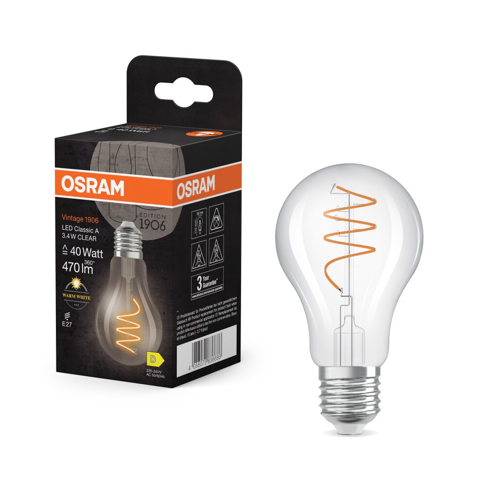 Luminaires Osram E27 3.4 Watt blanc chaud 470 Lumen main product photo