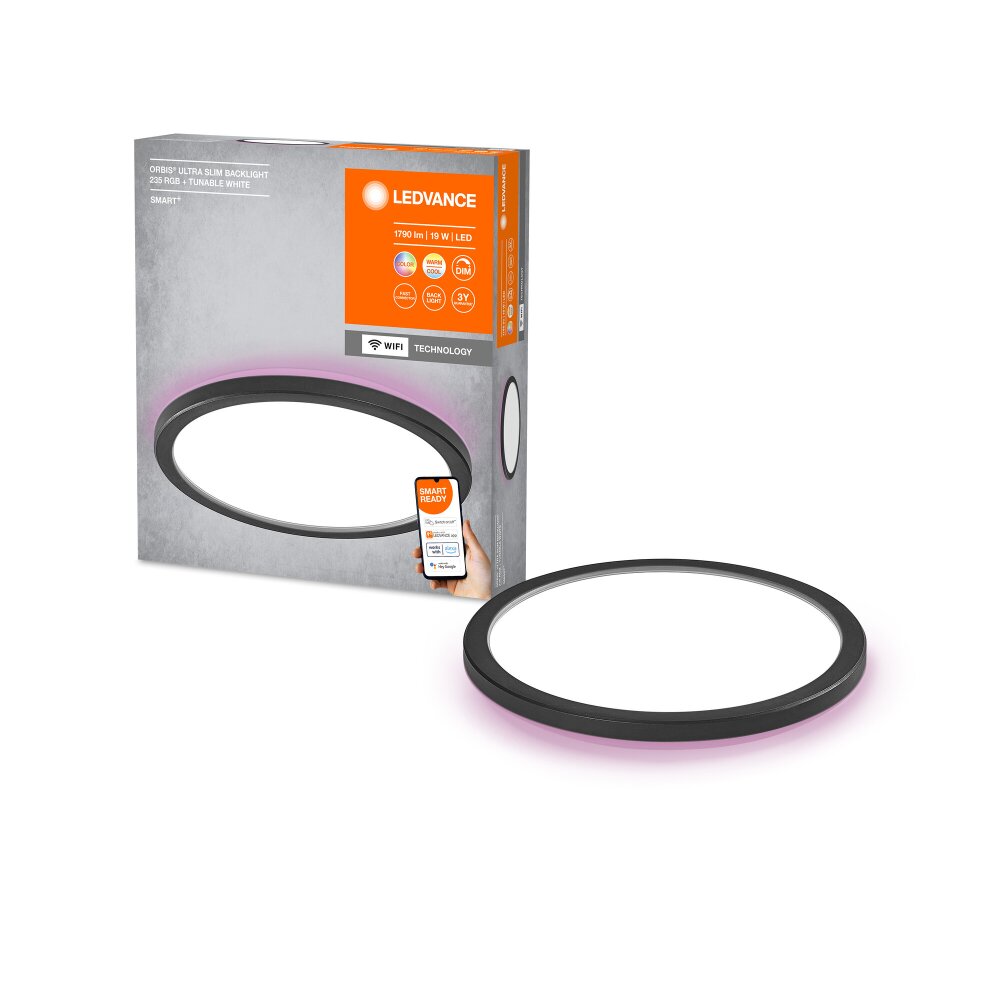 ORBIS Applique murale / Plafonnier Luminaires Ledvance LED Noir, 1 lumière, Changeur de couleurs main product photo