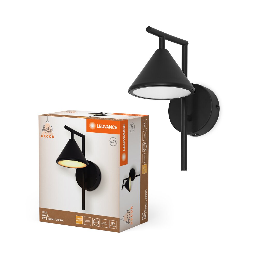 DECOR Applique murale / Plafonnier Luminaires Ledvance LED Noir, 1 lumière main product photo
