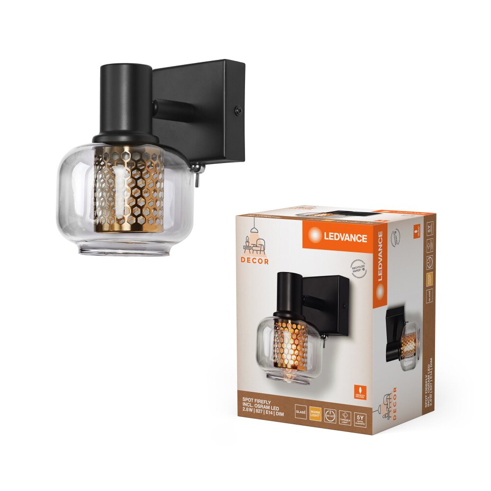 DECOR Applique murale / Plafonnier Luminaires Ledvance LED Noir, 1 lumière main product photo