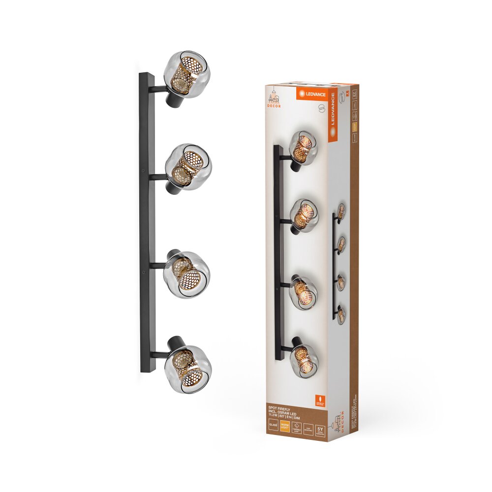 DECOR Applique murale / Plafonnier Luminaires Ledvance LED Noir, 4 lumières main product photo
