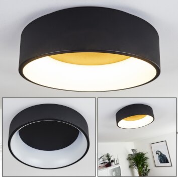 Plafonnier Kampal LED Noir, 1 lumière