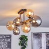 Chehalis Plafonnier, Boule lumineuse Ambre, Fumé, 8 lumières