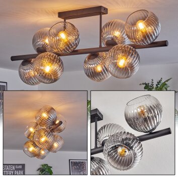 Gastor Plafonnier, Boule lumineuse Clair, Fumé, 8 lumières