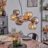 Koyoto Suspension, Boule lumineuse, Suspension Ambre, Chrome, Fumé, 8 lumières