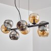 Koyoto Suspension, Boule lumineuse, Suspension Ambre, Chrome, Fumé, 8 lumières