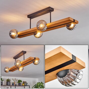 Chehalis Plafonnier, Boule lumineuse Écru, Noir, 4 lumières