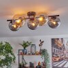 Gastor Plafonnier, Boule lumineuse Ambre, Fumé, 5 lumières