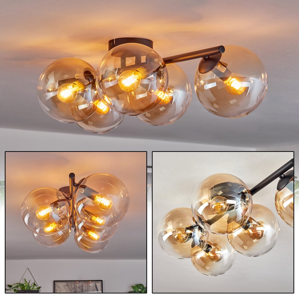 Gastor Plafonnier, Boule lumineuse Ambre, Clair, 5 lumières main product photo