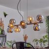Gastor Suspension, Boule lumineuse, Suspension Ambre, Chrome, Fumé, 10 lumières