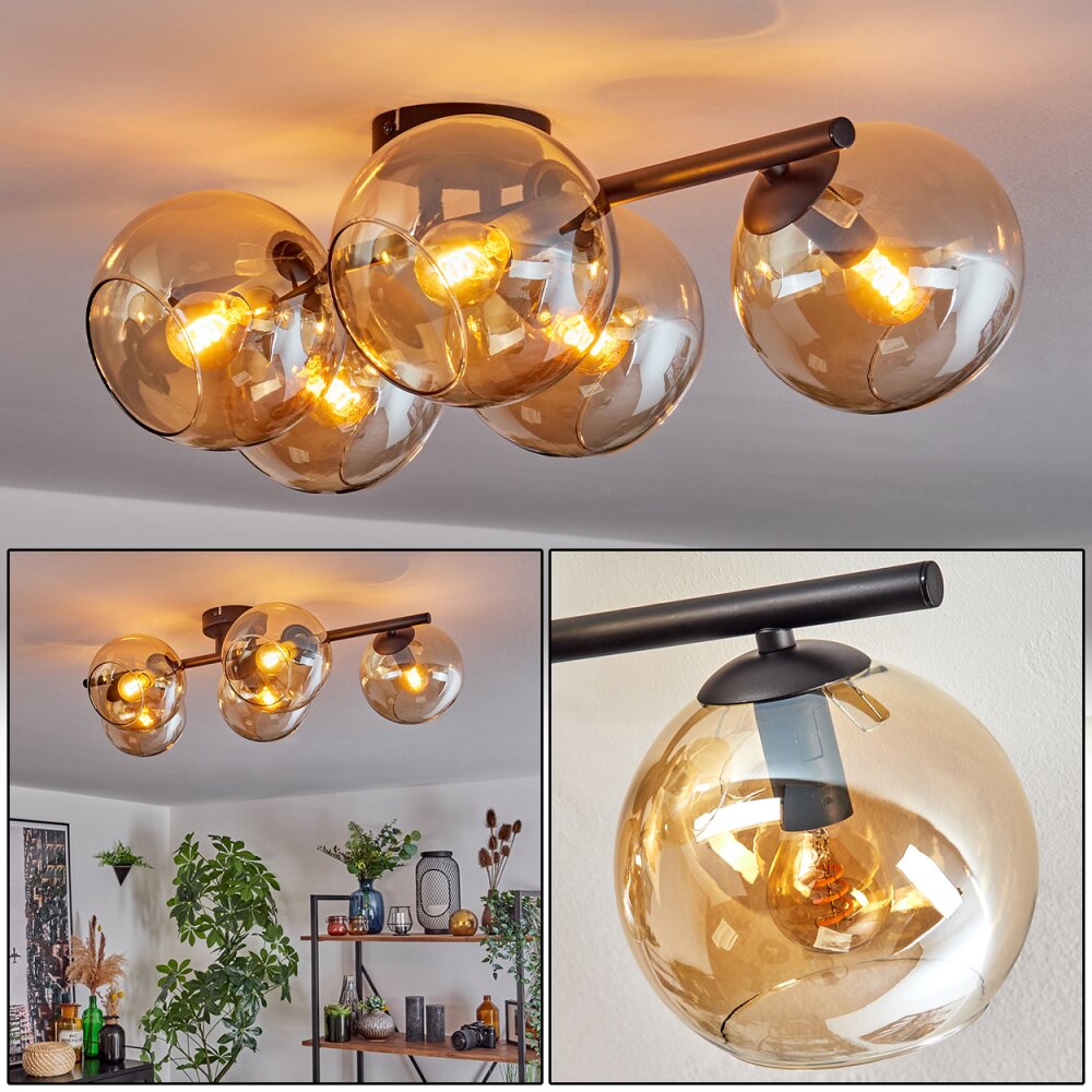 Gastor Plafonnier, Boule lumineuse Ambre, 5 lumières main product photo