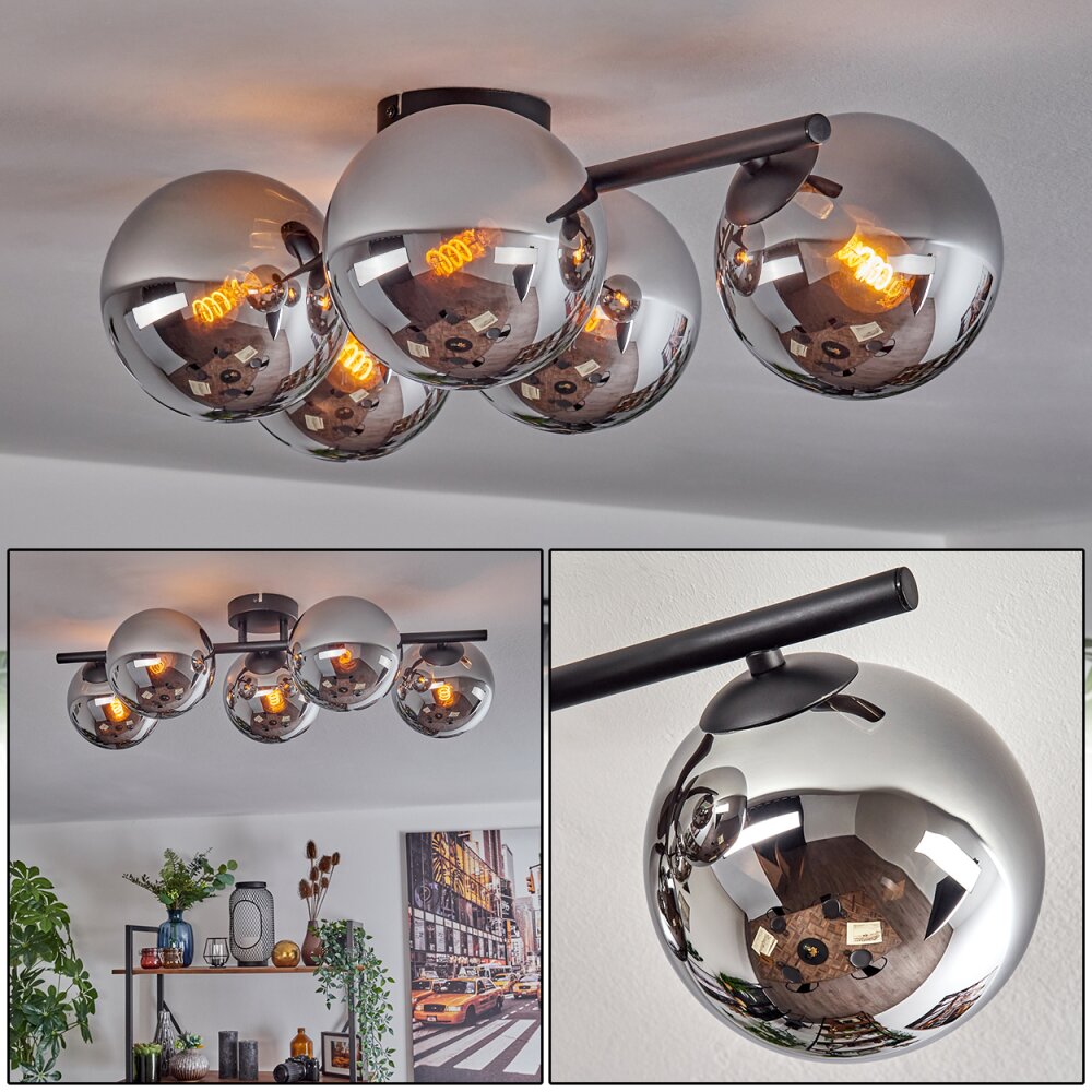 Gastor Plafonnier, Boule lumineuse Chrome, Fumé, 5 lumières main product photo