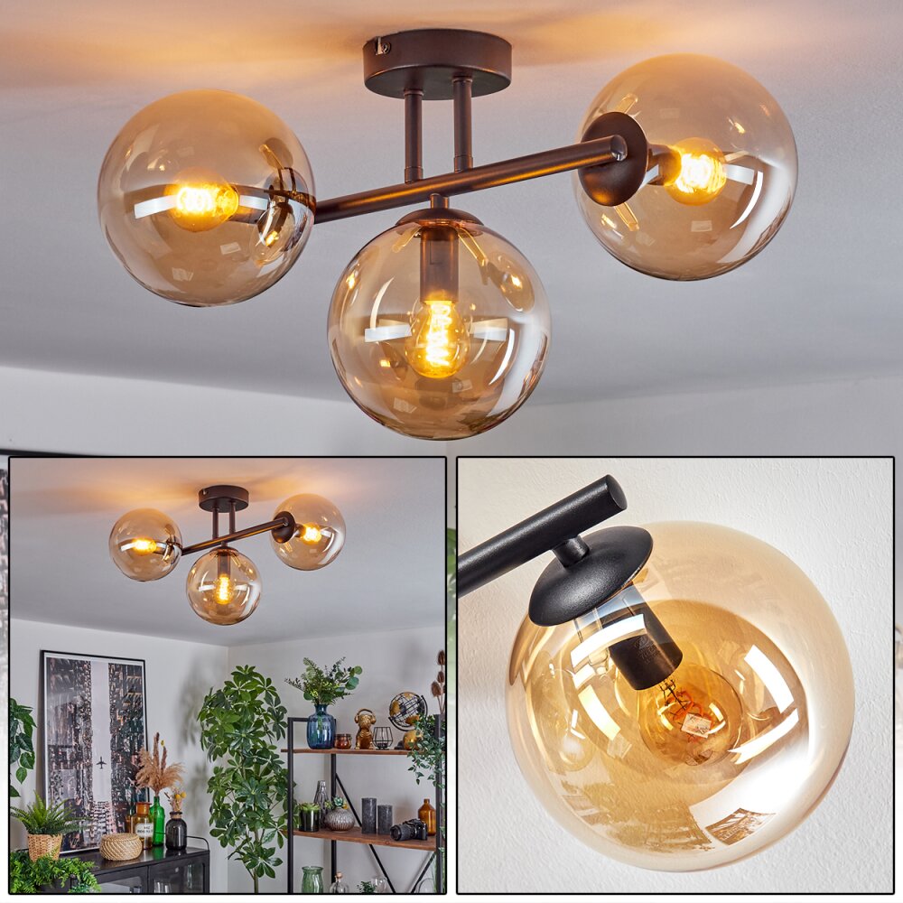 Gastor Plafonnier, Boule lumineuse Ambre, 3 lumières main product photo