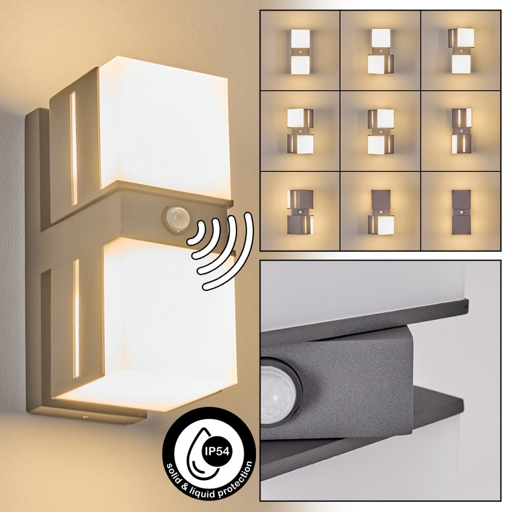 Swanek Lampe murale d´extérieur, Applique murale LED Anthracite, 2 lumières, Détecteur de mouvement main product photo