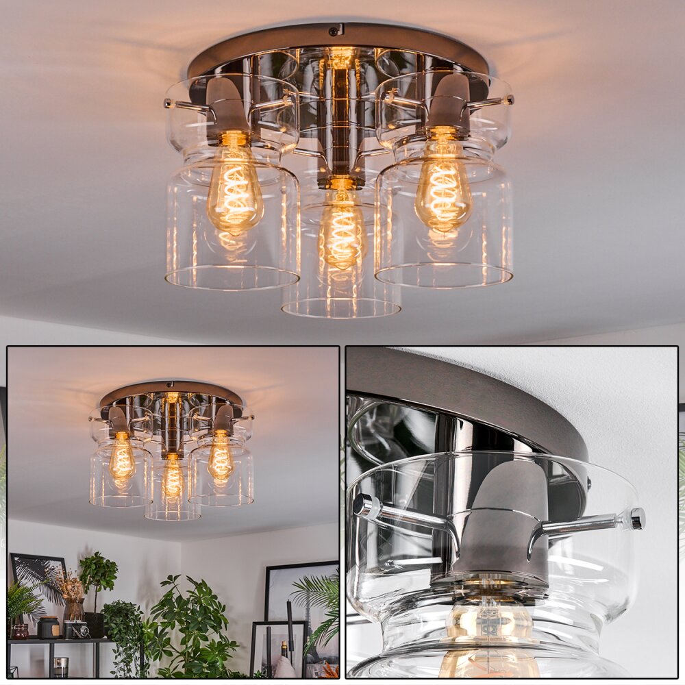Hasvik Plafonnier, Spot de plafond Chrome, Noir, 3 lumières main product photo