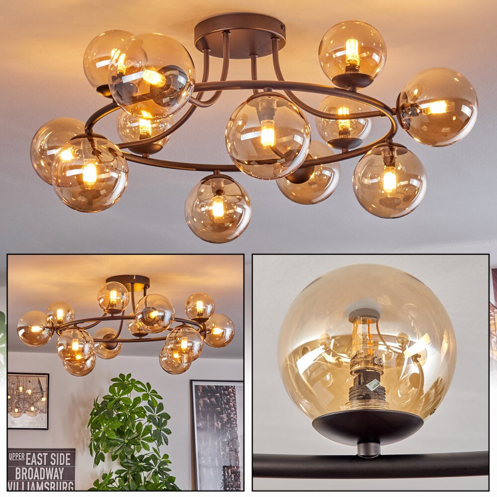 Chehalis Plafonnier, Boule lumineuse 76 cm Ambre, 12 lumières main product photo