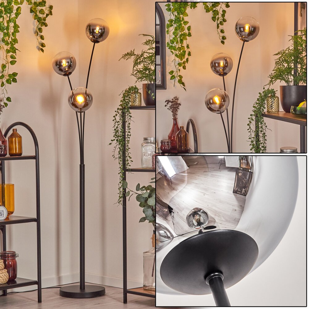 Gastor Boule lumineuse, Lampadaire Chrome, Clair, Fumé, 3 lumières main product photo