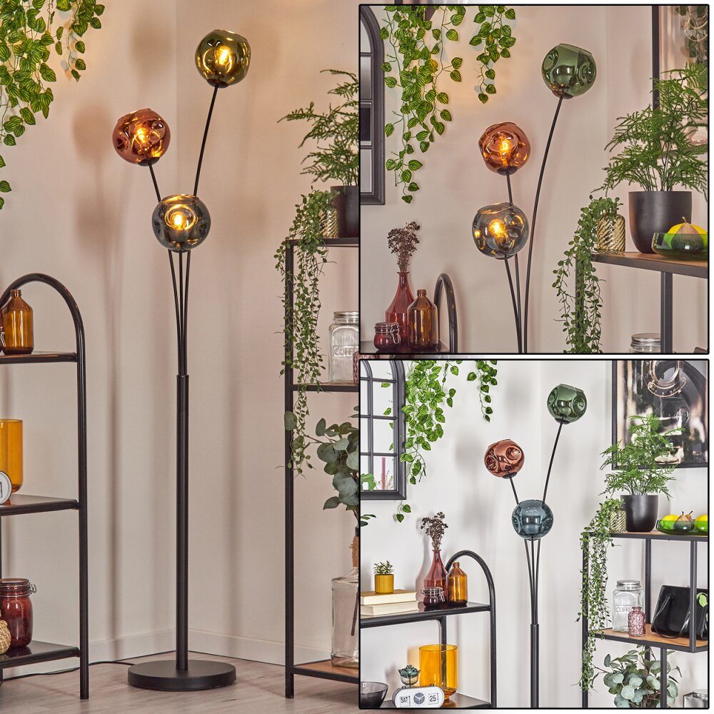 Gastor Boule lumineuse, Lampadaire Bleu, Vert, Cuivré, 3 lumières main product photo