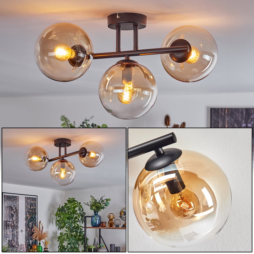 Gastor Plafonnier, Boule lumineuse Ambre, Clair, 3 lumières main product photo