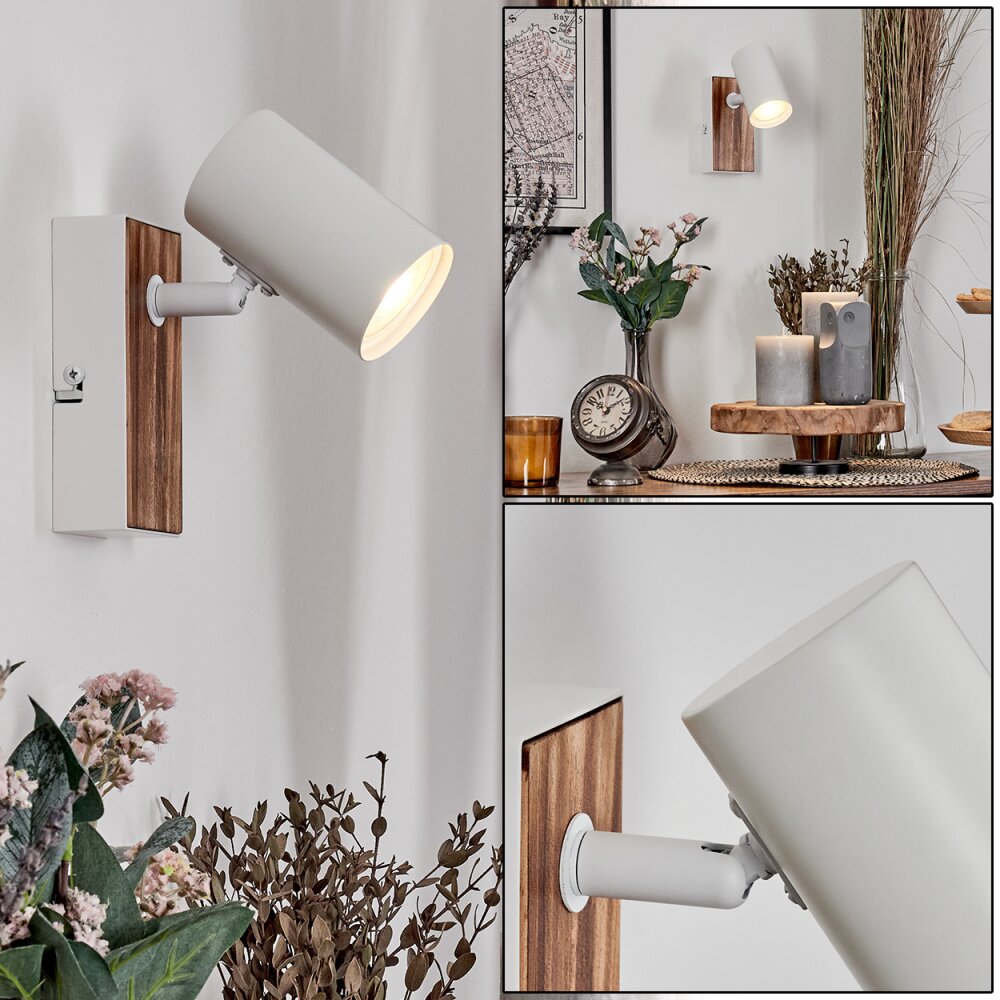 Gesteira Applique murale, Spot mural Couleur bois, Blanc, 1 lumière main product photo