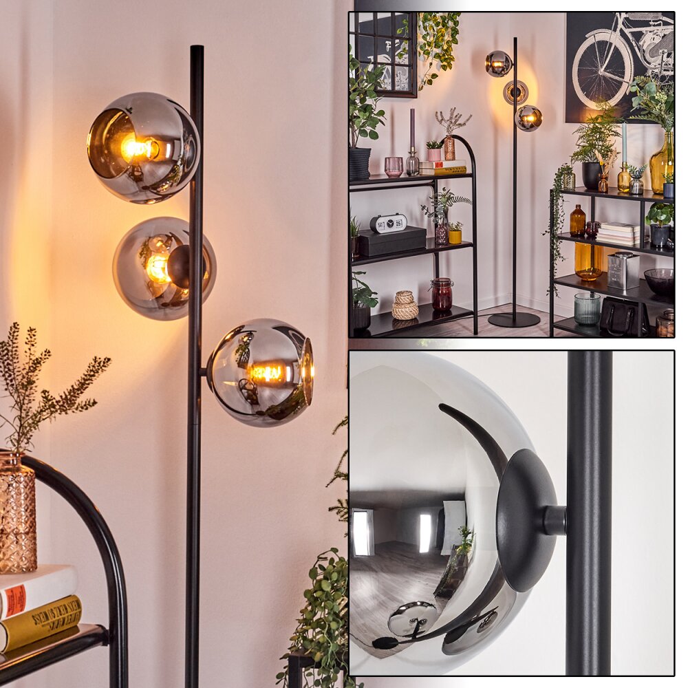 Koyoto Lampadaire Chrome, Fumé, 3 lumières main product photo