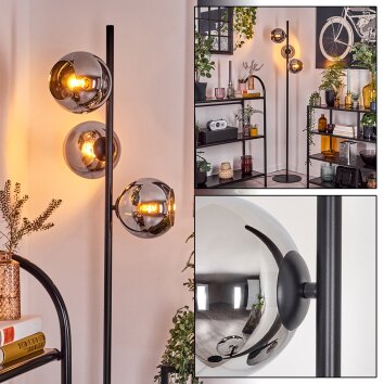 Koyoto Lampadaire Chrome, Fumé, 3 lumières Koyoto Lampadaire Chrome, Fumé, 3 lumières