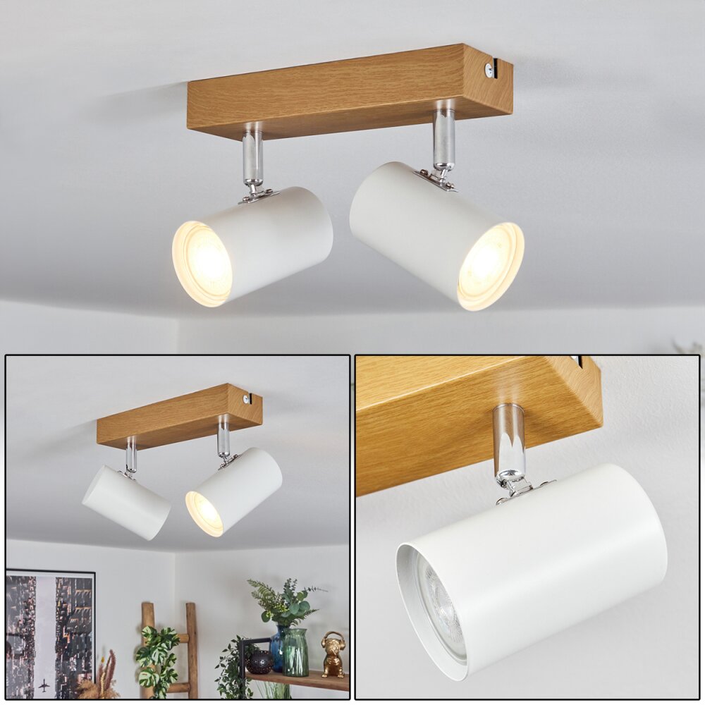 Gesteira Plafonnier, Spot de plafond Chrome, Couleur bois, 2 lumières main product photo