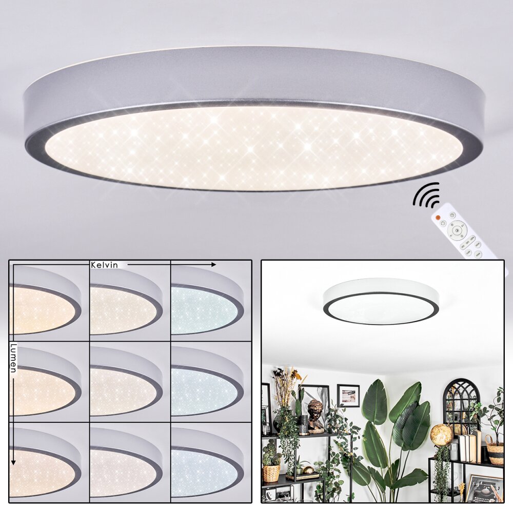 Ciron Plafonnier LED Argenté, 1 lumière, Télécommandes main product photo