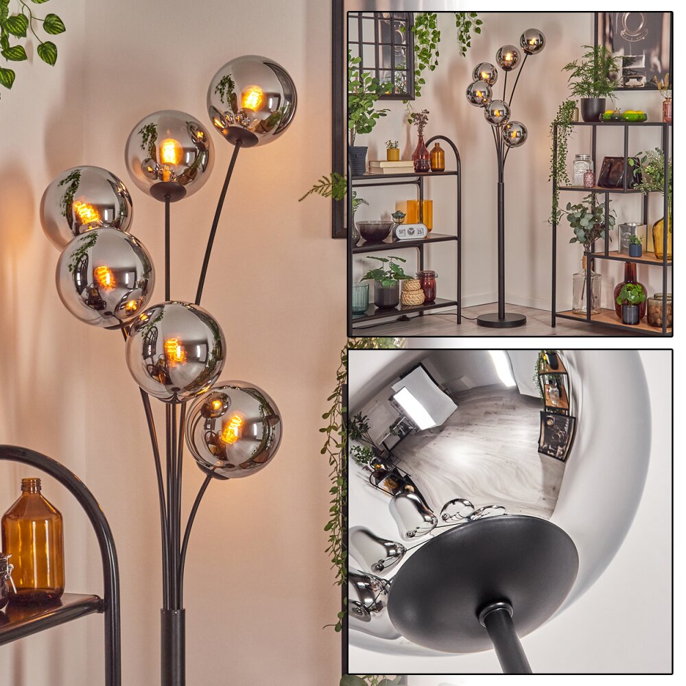Gastor Lampadaire Chrome, Fumé, 6 lumières main product photo