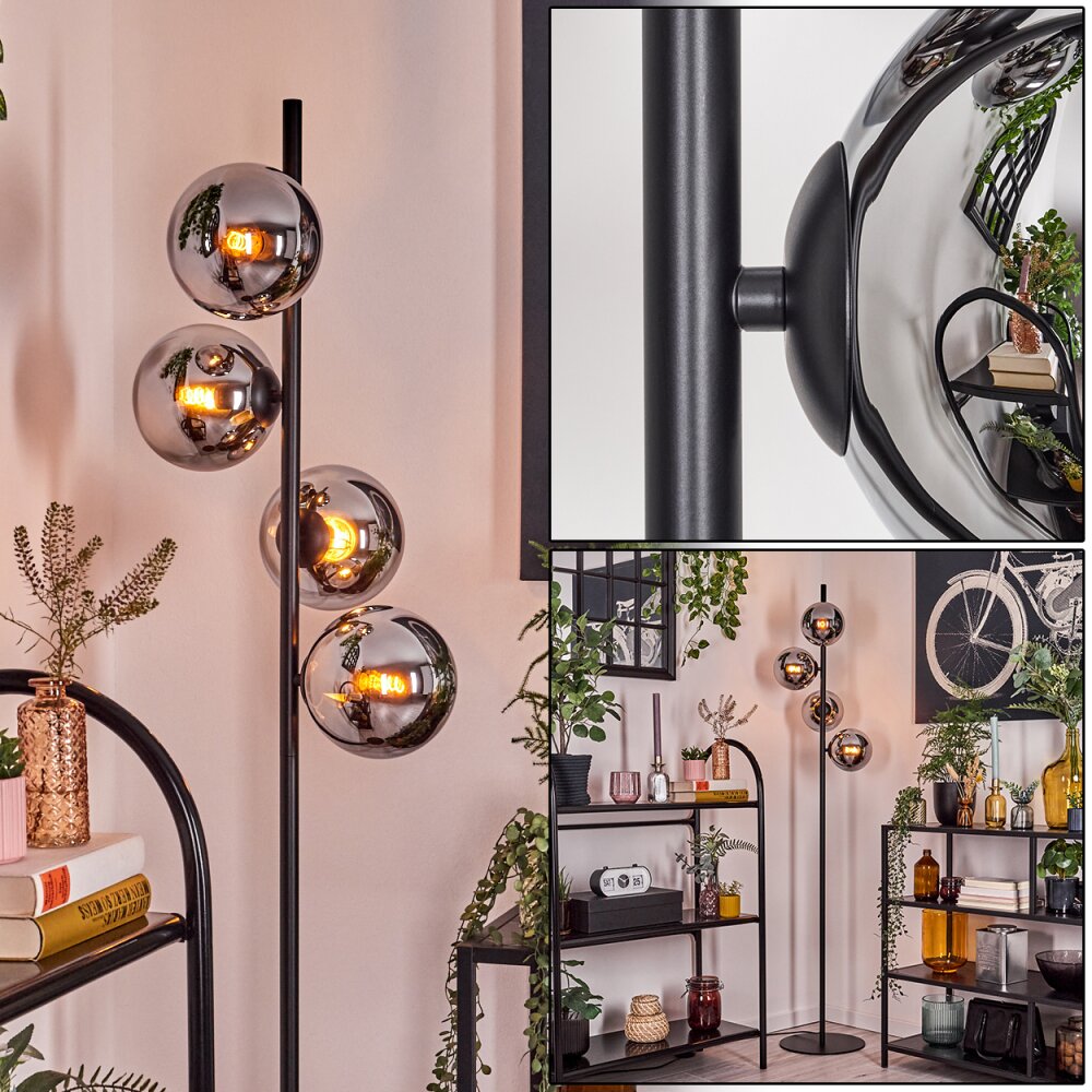 Gastor Lampadaire Chrome, Fumé, 4 lumières main product photo